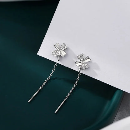 Rose Gold Color Zircon Crystal Threader Earing