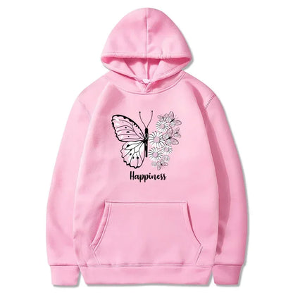 Butterfly Print Women's Sports Casual Hoodie
