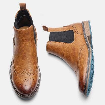 Classic Red Wine Chelsea Boots For Men