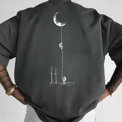Astronaut landing round neck short sleeved T-shirt for Unisex