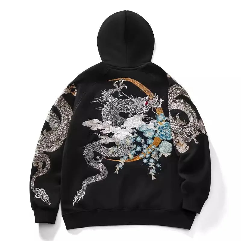 Black Dragon Phoenix  Embroidered Pullover unisex