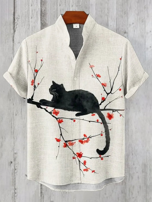 Retro art printed button up shirt for Men