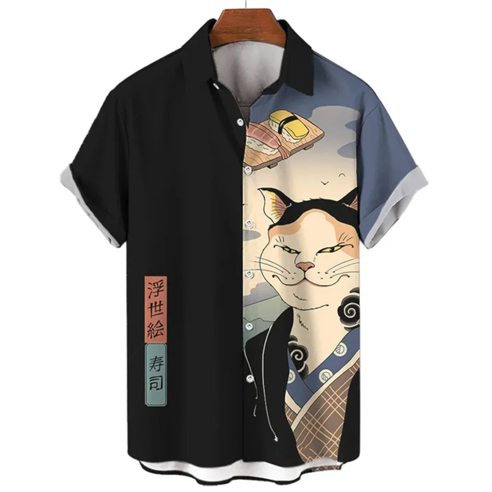 Anime Loose Blouse Hawaiian Shirt for Men