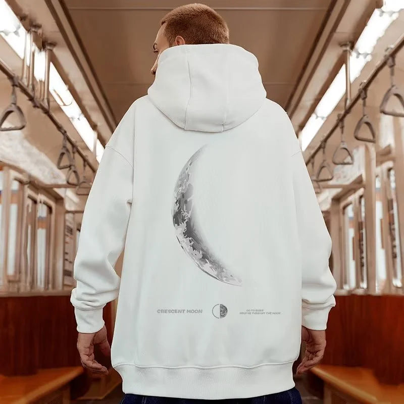 Street Crescent Print Oversized Hoodie Unisex