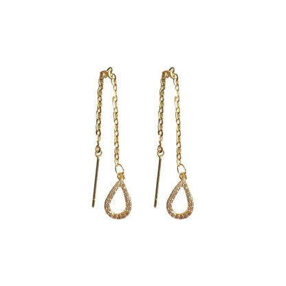 Rose Gold Color Zircon Crystal Threader Earing