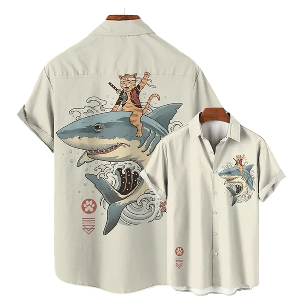 Anime Loose Blouse Hawaiian Shirt for Men
