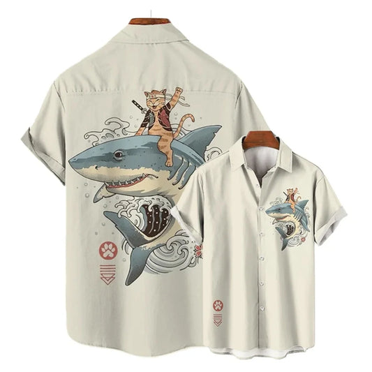 Anime Loose Blouse Hawaiian Shirt for Men