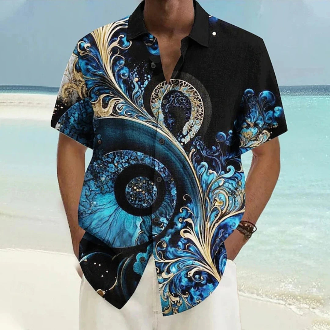 Laser Printed Patterns Summer Loose Men's Shirt