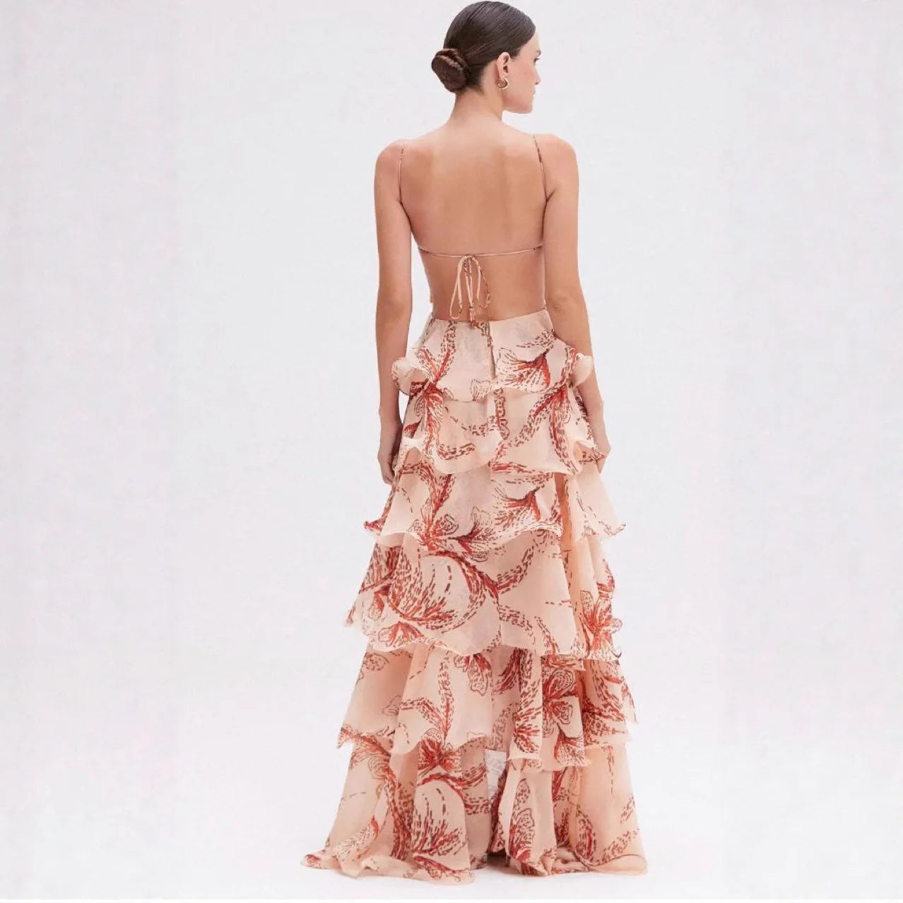 Multi-Layer Ruffle  Long Dr Women's Summer