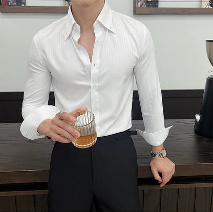 Dark striped slim-fit shirt