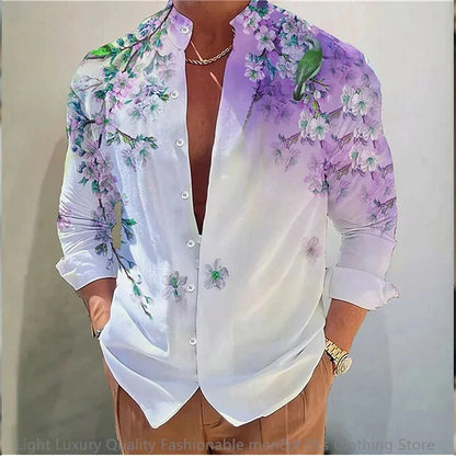 Flower pattern long-sleeved Shirt for Men