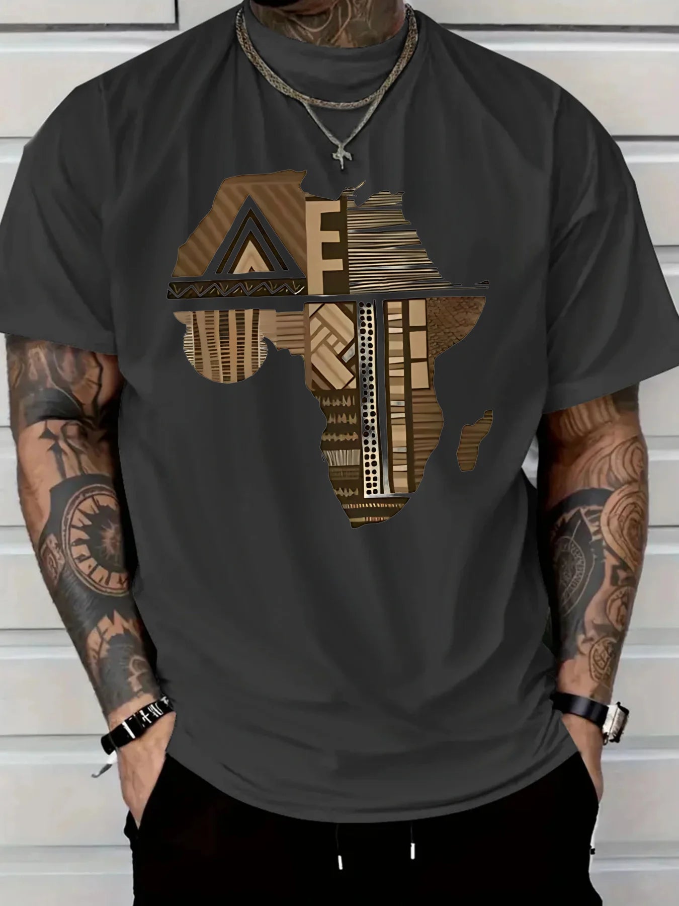 Africa-Inspired Golden Print  T-shirt