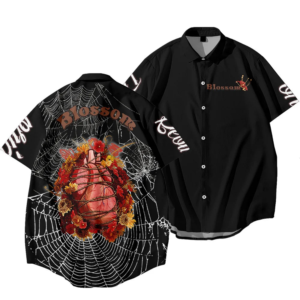 Black Dragon Tiger Print Ethnic Shirt