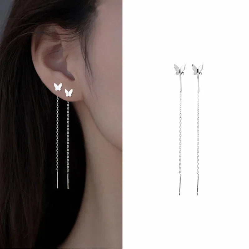 Rose Gold Color Zircon Crystal Threader Earing