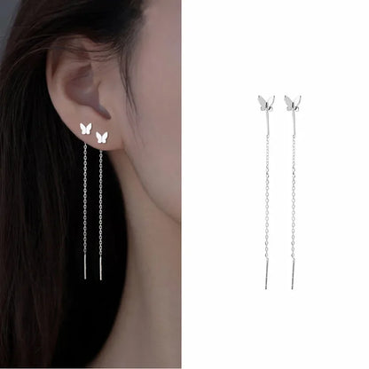 Rose Gold Color Zircon Crystal Threader Earing