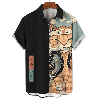 Anime Loose Blouse Hawaiian Shirt for Men