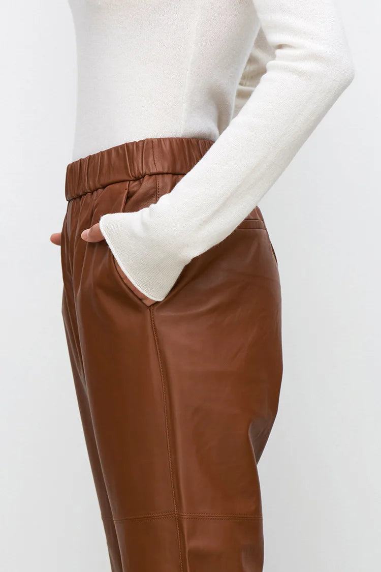Genuine Leather Harem Pants for Women