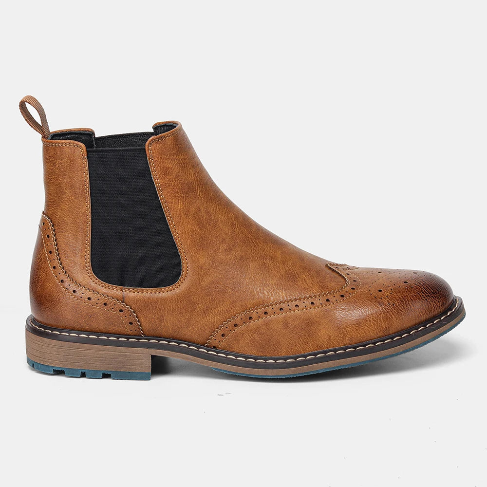 Classic Red Wine Chelsea Boots For Men