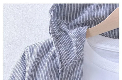 Casual Top Thin Hooded Striped Jacket