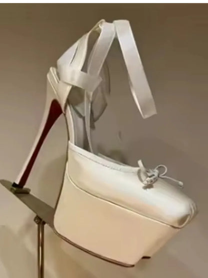 Stiletto Sandals Square Headband Butterfly  Heels