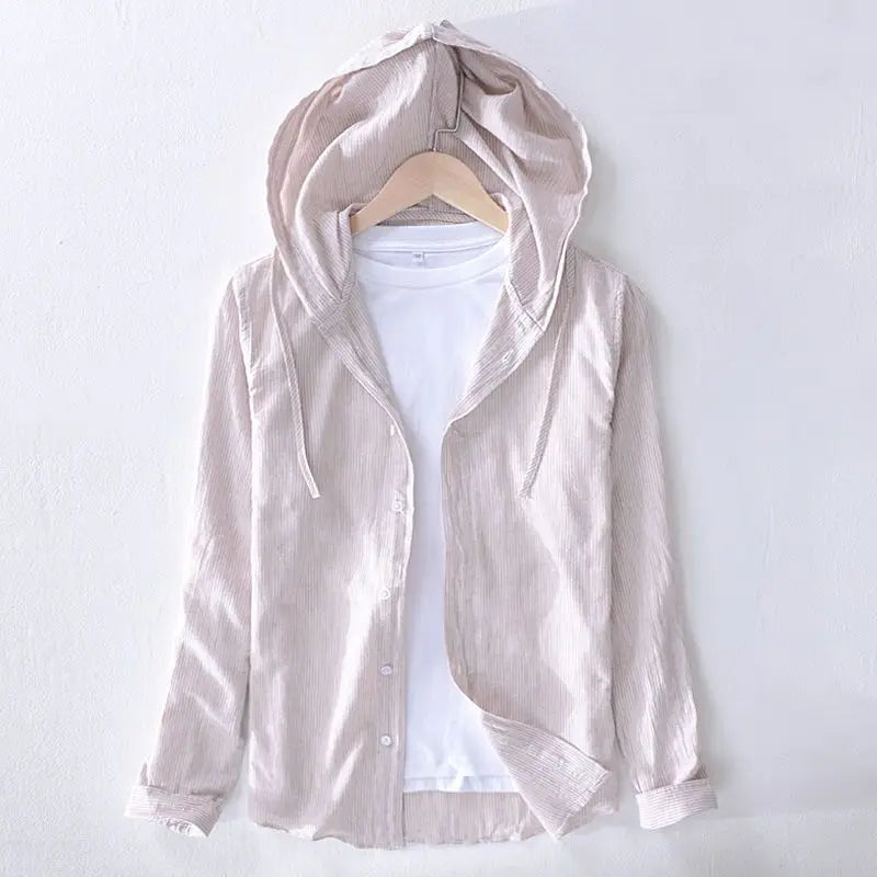 Casual Top Thin Hooded Striped Jacket