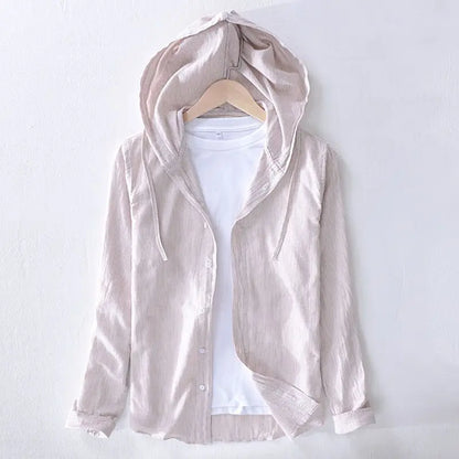 Casual Top Thin Hooded Striped Jacket