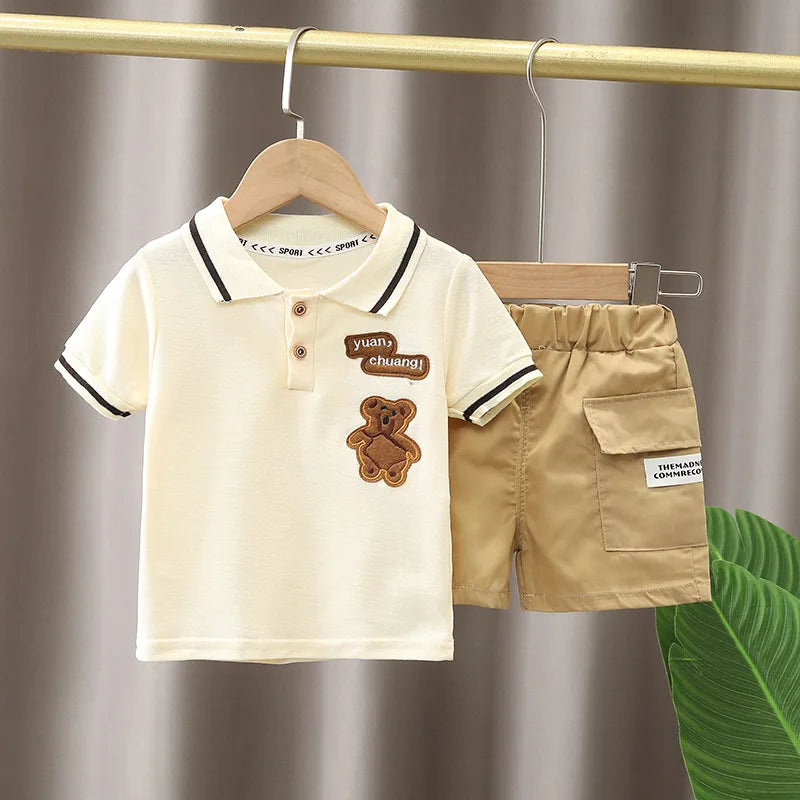 Summer Cotton Short sleeve fashion Suit 2PCS