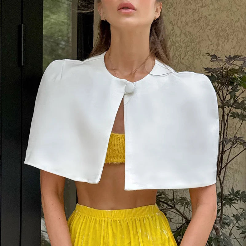 Capelet Shiny Tweed Shoulder Top