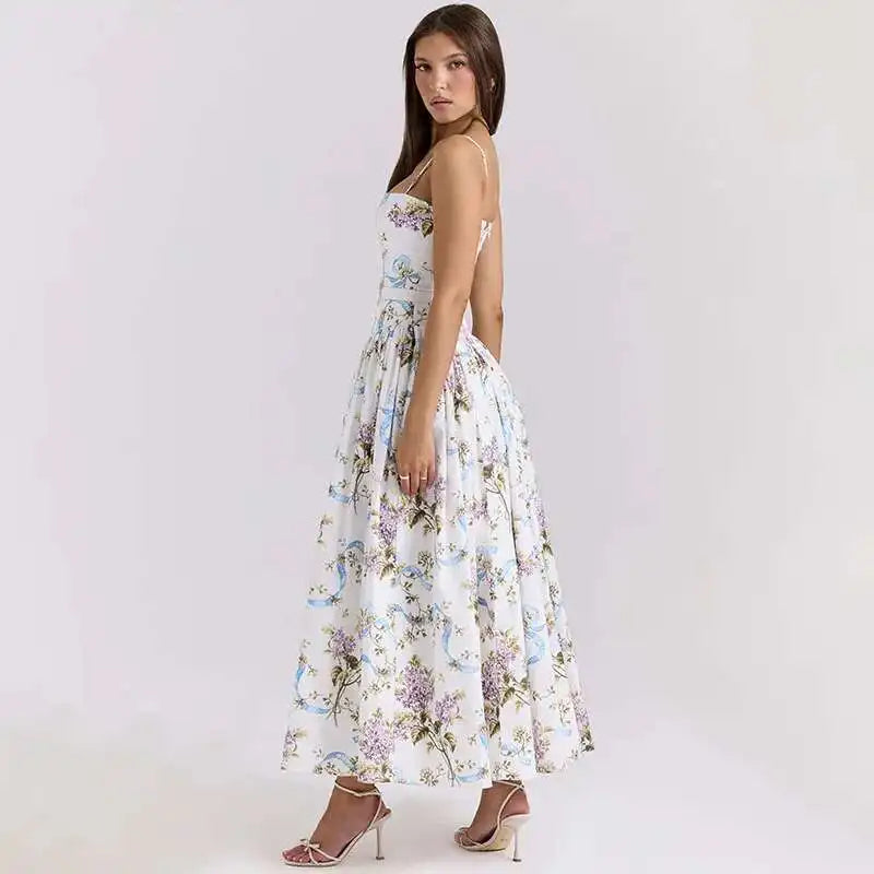 Floral Printed Sexy A-line Dress Women