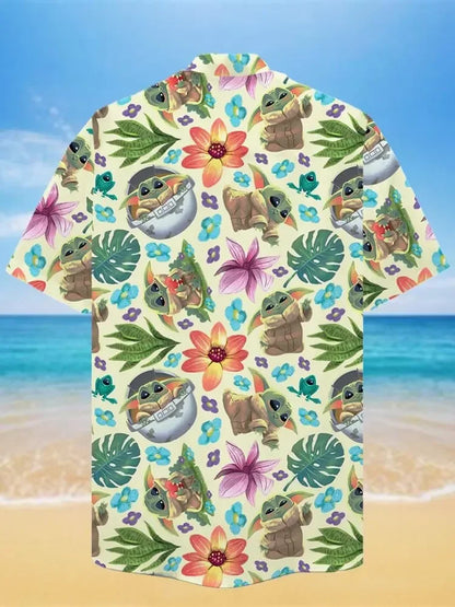 Monster with Mech Ocean Waves Short Sleeve Shirt