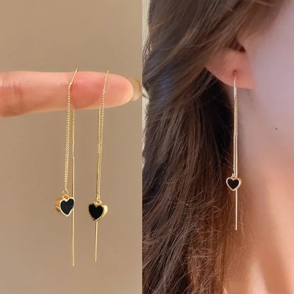 Rose Gold Color Zircon Crystal Threader Earing