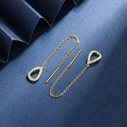 Rose Gold Color Zircon Crystal Threader Earing