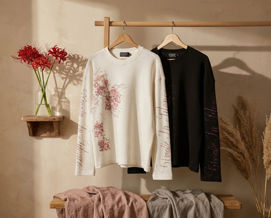 Retro Floral Print Knit Shirt Unisex