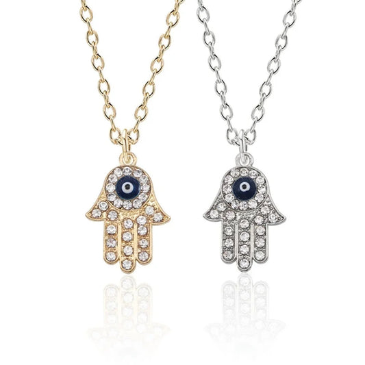 Turkish Evil Eye Hand of Fatima Pendant Necklace