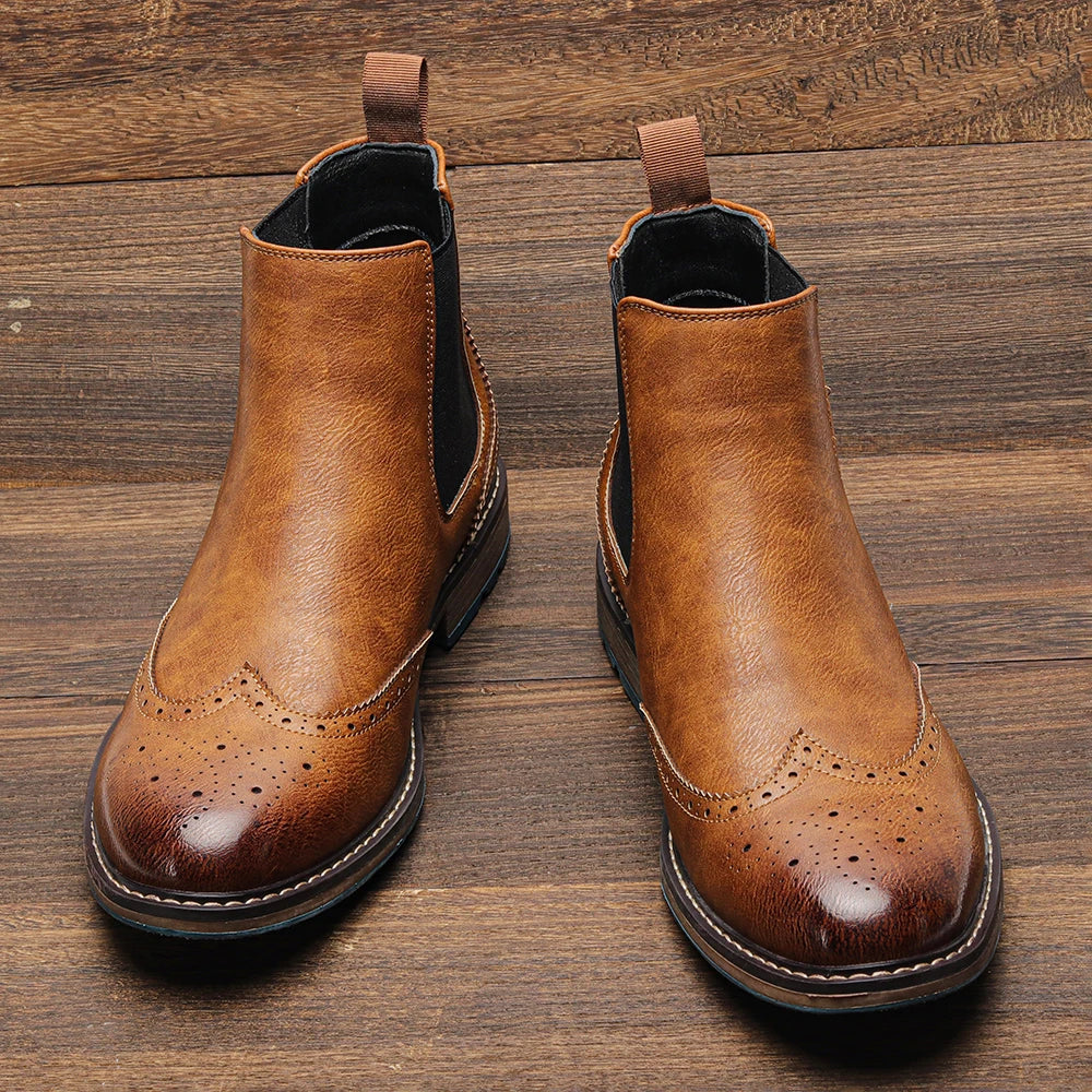 Classic Red Wine Chelsea Boots For Men