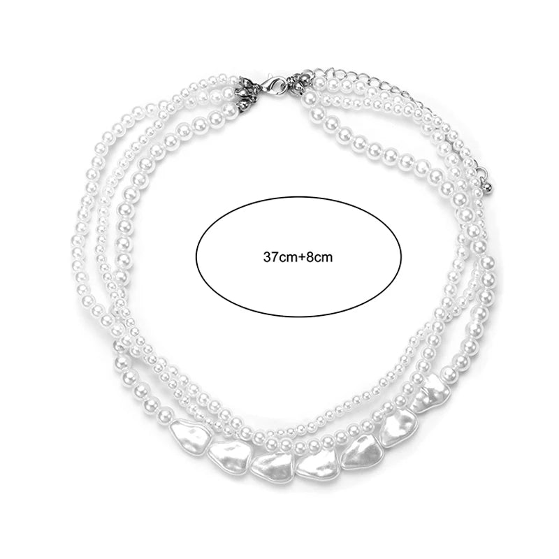 Chokers Retro Neck Imitation Pearls Heart Chain