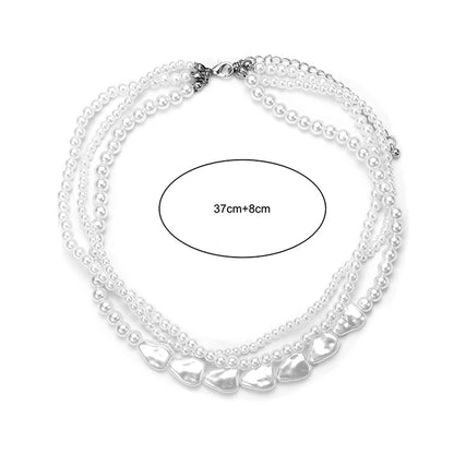 Chokers Retro Neck Imitation Pearls Heart Chain