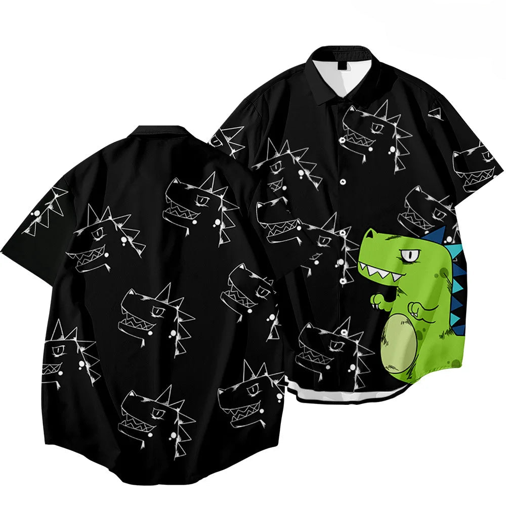 Black Dragon Tiger Print Ethnic Shirt
