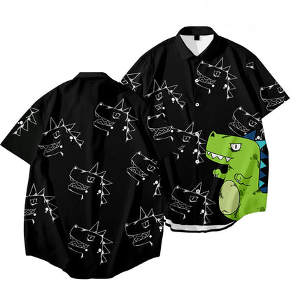 Black Dragon Tiger Print Ethnic Shirt