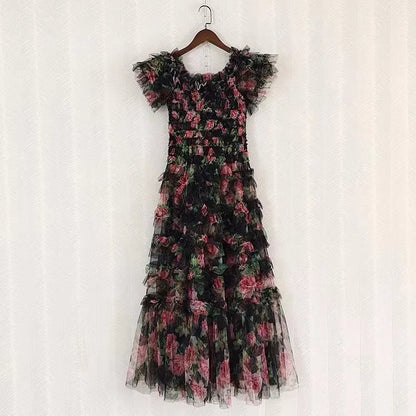 Runway Summer Holiday Floral Long Prom Dress For Women