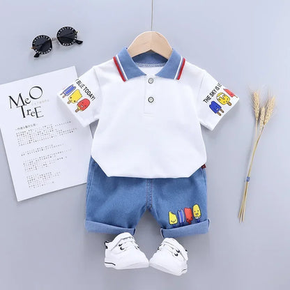 Summer Cotton Short sleeve fashion Suit 2PCS