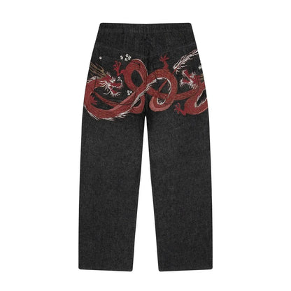 Cherry Blossom Selvedge Embroidery Denim Pants Unisex
