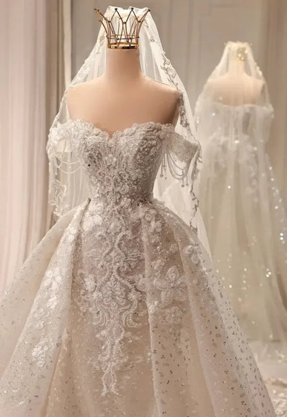 Lace Applique Tassel Wedding Dress