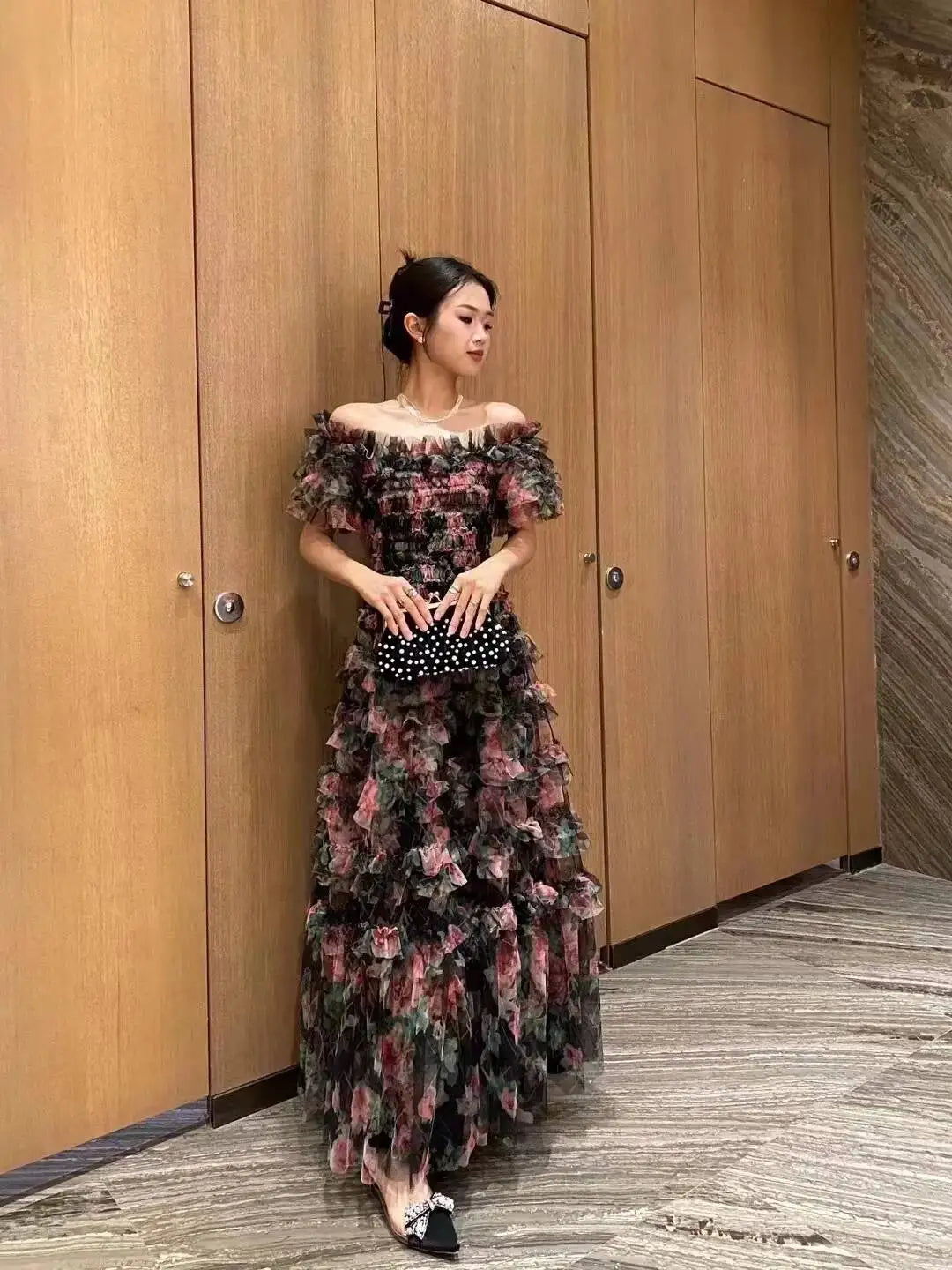 Runway Summer Holiday Floral Long Prom Dress For Women