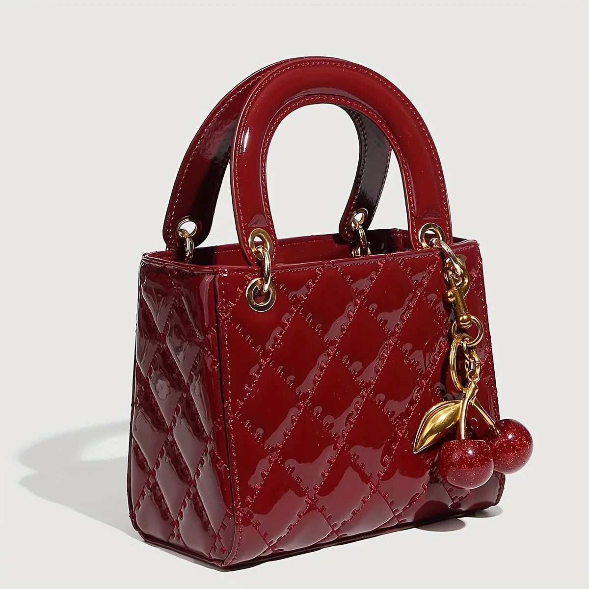 Wine Red Geometric Pattern Handbag