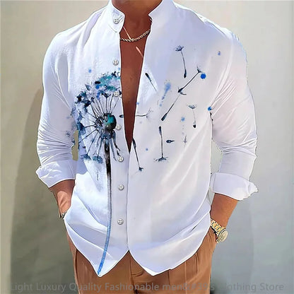 Flower pattern long-sleeved Shirt for Men