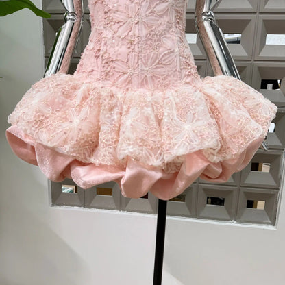 Corset Ball Gown Elegant Lace Peplum Strapless Dress