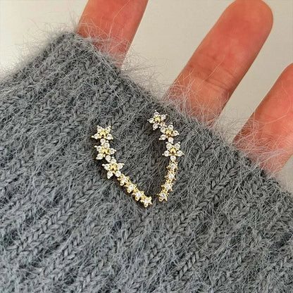 Zircon Flower Star Stud Earrings For Women