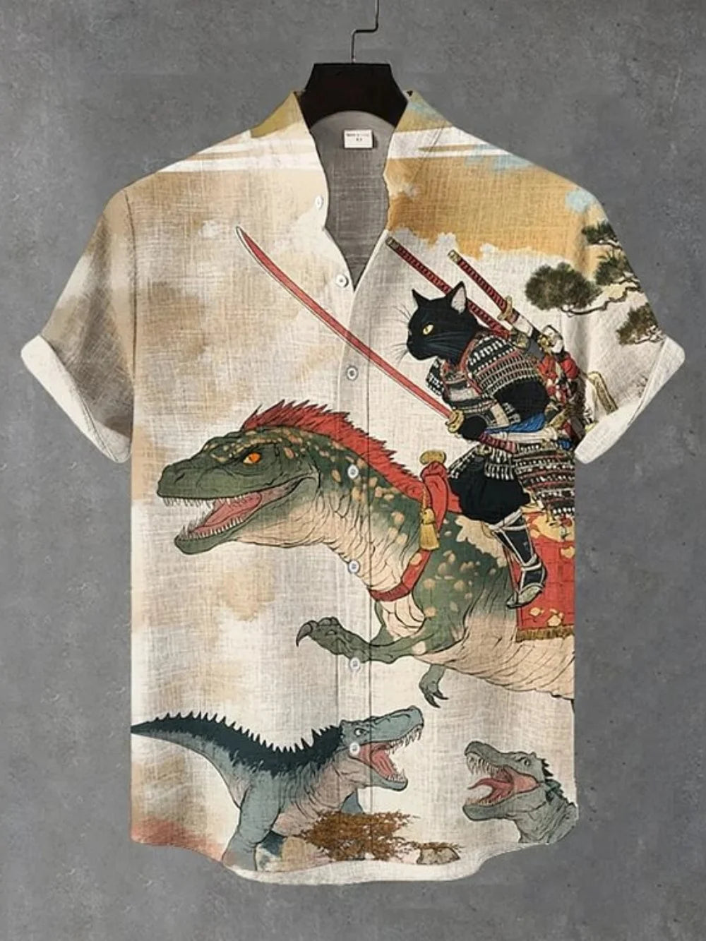 Retro art printed button up shirt for Men