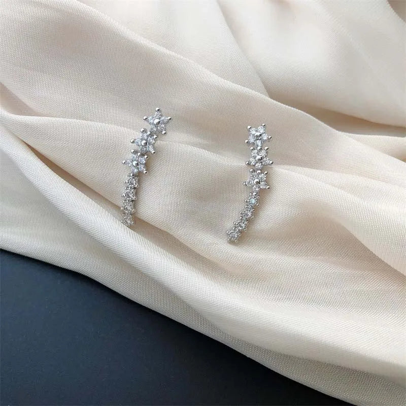Zircon Flower Star Stud Earrings For Women